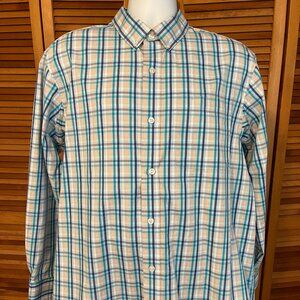 DULUTH TRADING CO. WRINKLE FIGHTER SZ L RELAXED FIT LS SHIRT W/GUSSETS